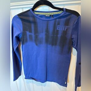 BELLAIRE Boys Size 11/12 Black & Blue Long Sleeve Tee Shirt